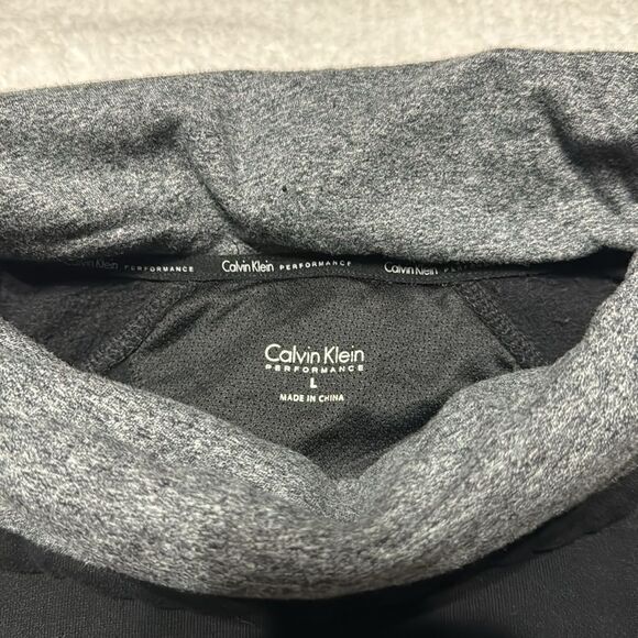 Calvin Klein Performance Funnel Neck Sweatshirt Black & Grey Size Large Like New - Picture 6 of 13
